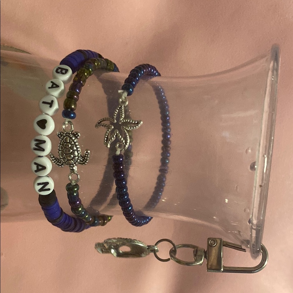 Colorful Beaded Bracelets Set (including keychain)